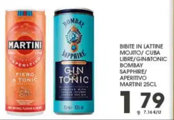 Eurospar Bombay Sapphire Bibite In Lattine Mojito/Cuba Libre/Gin & Tonic /Aperitivo Martini 25 cl offerta
