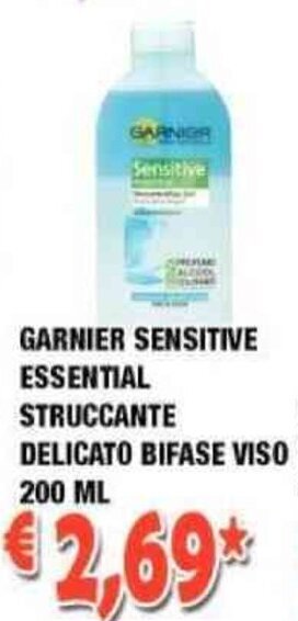 Cossuto Garnier Sensitive Essential Struccante Delicato Bifase Viso 200 ml offerta