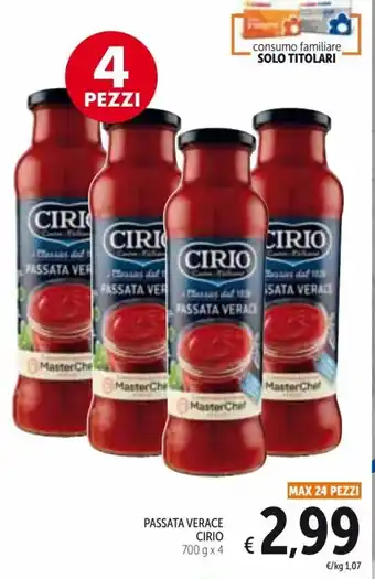 Spazio Conad Cirio Passata verace 700 g x 4 offerta