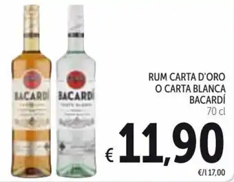 Spazio Conad Bacardí Rum Carta d'Oro o carta blanca 70 cl offerta
