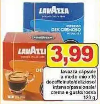 Pewex Lavazza Capsule a Modo Mio decaffeinato/delizioso/intenso/passionale/crema e gusto/rossa 120 g offerta