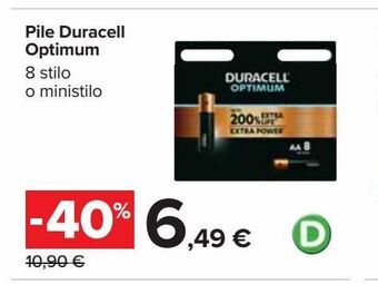 Carrefour Iper Pile duracell optimum 8 stilo o ministilo offerta
