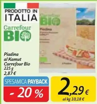 Carrefour Market Piadina al kamut carrfour bio offerta