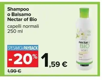Carrefour Iper Shampoo o balsamo nectar of bio capelli normali 250 ml offerta