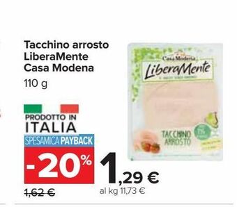 Carrefour Iper Tacchino arrosto liberamente casa modena 110 g offerta
