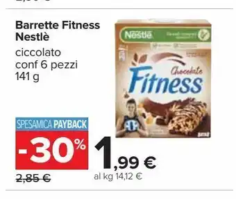 Carrefour Iper Barrette fitness nestlé cioccolato conf 6 pezzi 141 g offerta