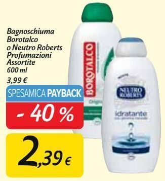 Carrefour Market Bagnoschiuma borotalco o neutro roberts profumazioni assortite offerta