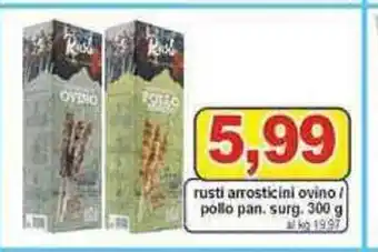 Pewex Rusti arrosticini ovino/pollo pan. surg. 300 g offerta