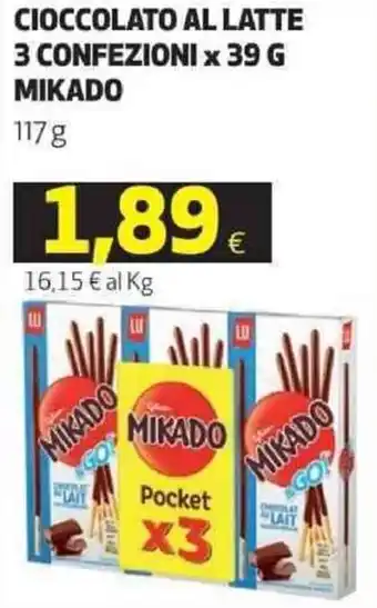 Coop Mikado Cioccolato al latte 3 confezioni x 39 g offerta