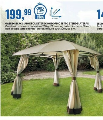 Eurospin Oxford Gazebo In Acciaio E Poliestere Con Doppio Tetto E Tende Laterali offerta