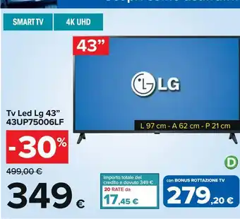 Carrefour Iper Tv led 43'' lg 43up75006lf offerta