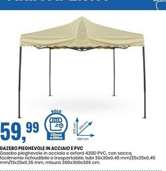 Gazebo Pieghevole In Acciaio E Pvc