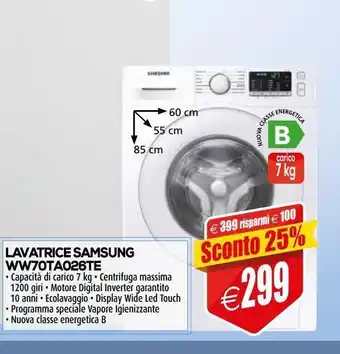 Il Gigante Lavatrice samsung ww70ta026te offerta