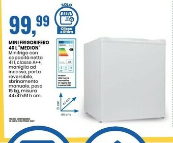 Eurospin Medion Mini Frigorifero 40 L offerta
