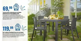 Eurospin Misura Set 4 Sedie Con Braccioli Da Esterno offerta