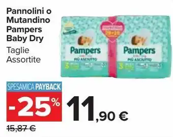 Carrefour Market Pannolini o mutadino pampers baby dry taglie assortite offerta