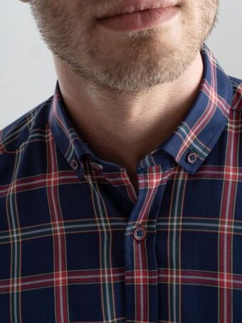 Invidia Camicia uomo madras su tessuto twill di cotone offerta