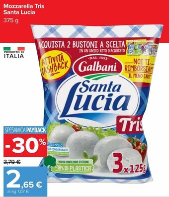 Carrefour Market Mozzarella tris santa lucia offerta