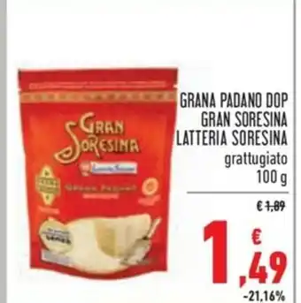 Spazio Conad Grana Padano DOP Gran Soresina Latteria Soresina grattugiato 100g offerta