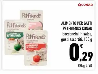 Conad City Alimento per gatti conad petfriends bocconcini in salsa, gusti assortiti 100g offerta