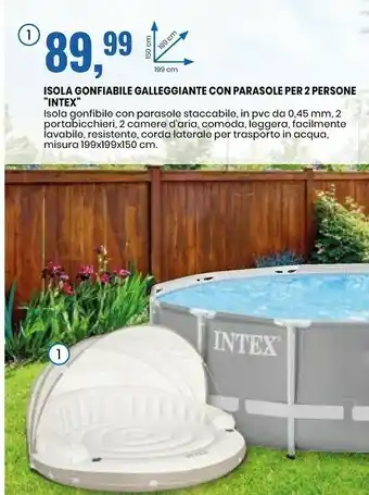 Eurospin Misura Isola Gonfiabile Galleggiante Con Parasole Per 2 Persone offerta