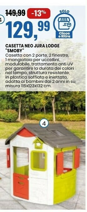 Eurospin Smoby Casetta Neo Jura Lodge offerta