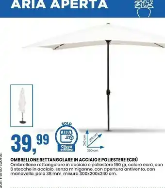 Eurospin Ombrellone Rettangolare In Acciaio E Poliestere Ecru offerta