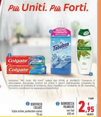 Spazio Conad Dentrifico Colgate/Bagnodoccia Palmolive 650ml offerta
