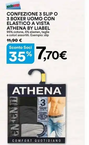 Coop Liabel Confezione 3 Slip/ 3 Boxer Uomo Con Elastico A Vista Athena offerta