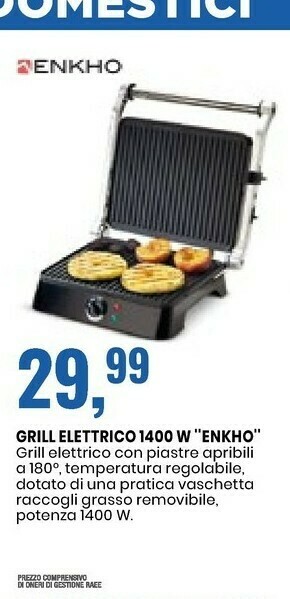 Eurospin Enkho Grill Elettrico 1400 W offerta