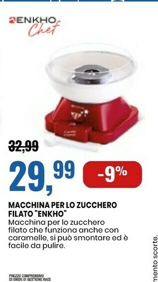 Eurospin Enkho Macchina Per Lo Zucchero Filato offerta