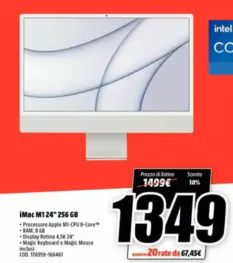 MediaWorld iMac M1 24" 256 GB offerta