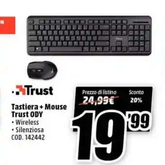 MediaWorld Trust Tastiera + Mouse Trust ODY offerta