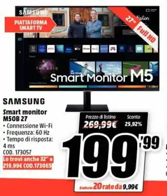 MediaWorld Samsung Smart monitor M50B 27 offerta