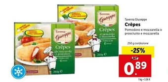 Lidl Taverna giuseppe Crêpes Alla Mozzarella E Pomodoro Panatura Extra Croccante Anche Al Forno 250 G(ml) offerta
