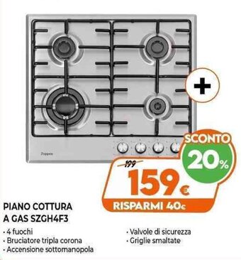 Expert Zoppas Piano Cottura A Gas SZGH4F3 offerta