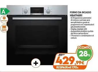 Expert Bosch Forno Da Incasso HBA174BRI offerta