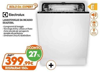 Expert Electrolux Lavastoviglie Da Incasso EEA27210L offerta