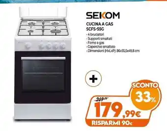 Expert SEKOM Cucina a Gas SCFS-55G offerta