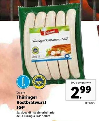 Lidl Dulano Wurstel offerta