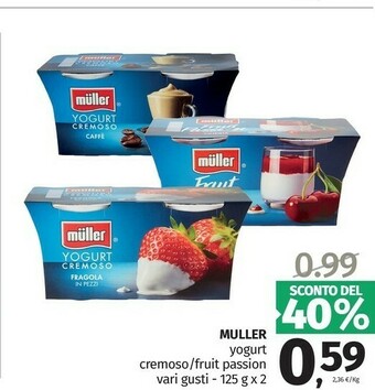 Pam Muller Yogurt Cremoso Fragola In Pezzi 250 G(ml) offerta
