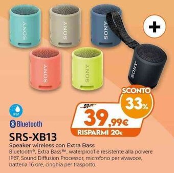 Expert Sony SRS-XB13 Speaker wireless con Extra Bass offerta