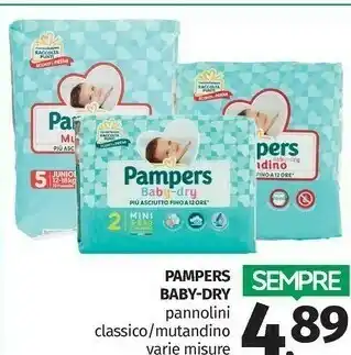 Pam Pampers Baby-dry Pannolini Classico/ Mutandino offerta