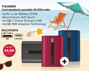 Expert cellularline Thunder Caricabatterie portatile 10.000 mAh offerta