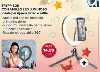 Treppiede Con Anello LED Luminoso Ideale per riprese video e selfie
