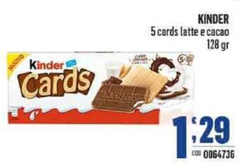 Gruppo di Palo Kinder 5 cards latte e cacao 128 gr offerta
