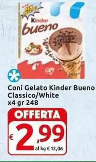 Carrefour Express Kinder Bueno Coni Gelato Classico/White x4 248 gr offerta