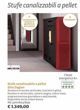 Bricocenter Stufa canalizzabile a pellet slim daglan offerta