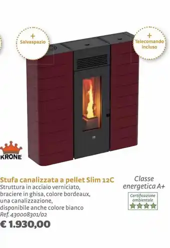 Bricocenter Stufa canalizzabile a pellet slim 12c offerta