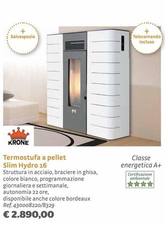Termostufa a pellet slim hydro 16